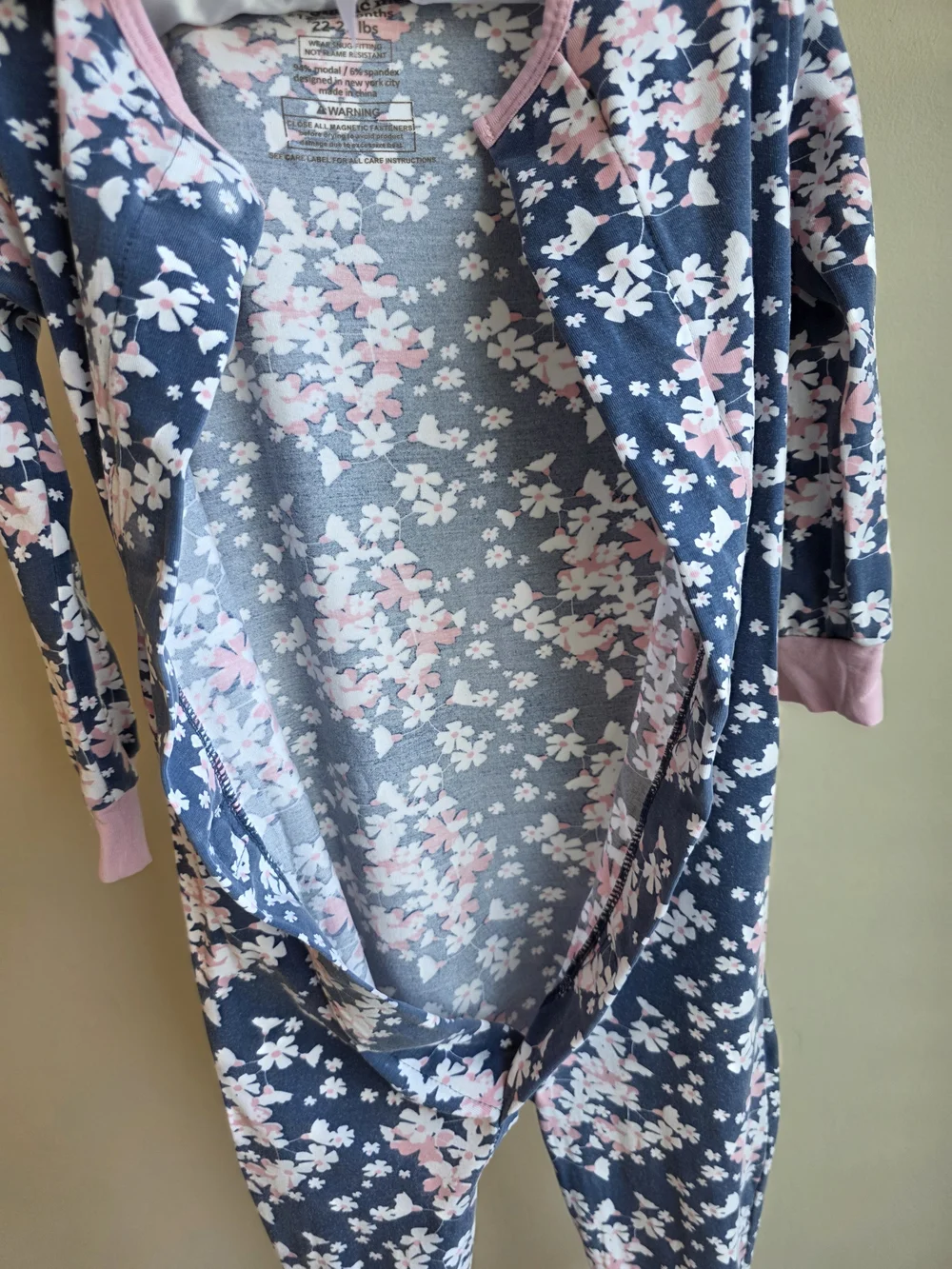 Magnetic Me Navy Floral Modal Footie Pajamas Sleeper 12-18 Months